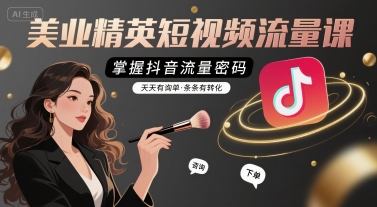 美业精英短视频流量课，掌握抖音流量密码，天天有询单，条条有转化-鑫梵淘
