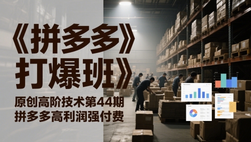 《拼多多打爆班》原创高阶技术第44期，拼多多高利润强付费-鑫梵淘