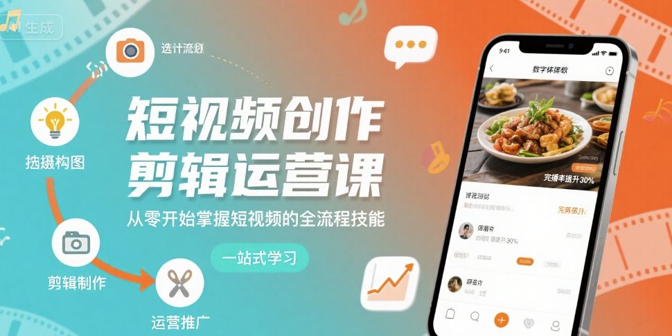 短视频创作剪辑运营课，从零开始掌握短视频的全流程技能-鑫梵淘
