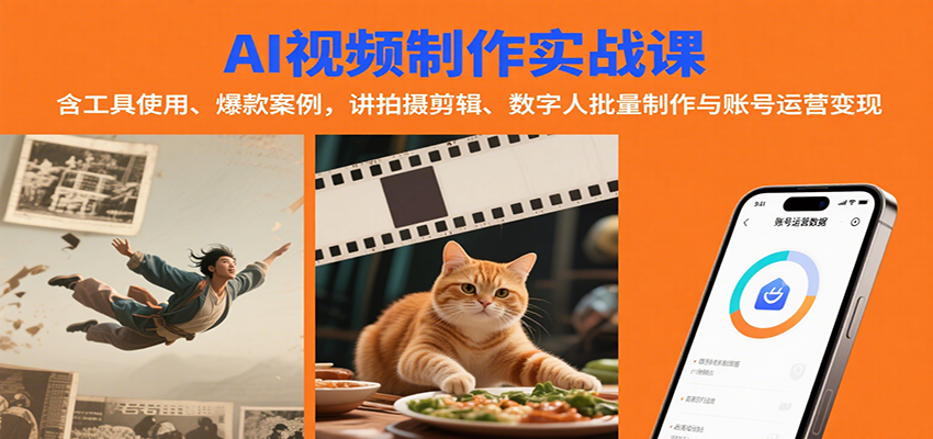 AI视频制作实战：含工具使用、爆款案例，讲拍摄剪辑、数字人批量制作与账号运营变现-鑫梵淘