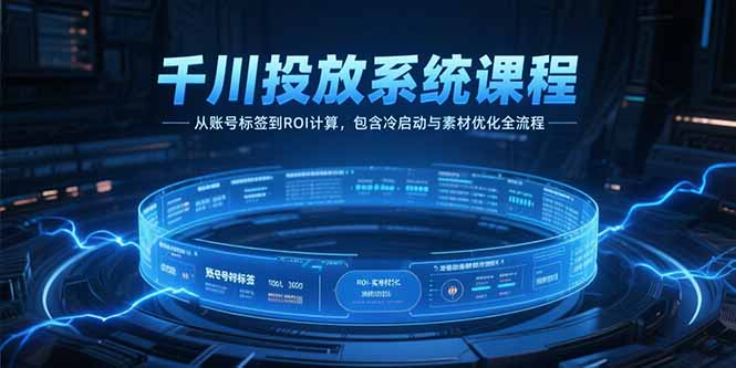 千川投放系统课程，从账号标签到ROI计算，包含冷启动与素材优化全流程-鑫梵淘