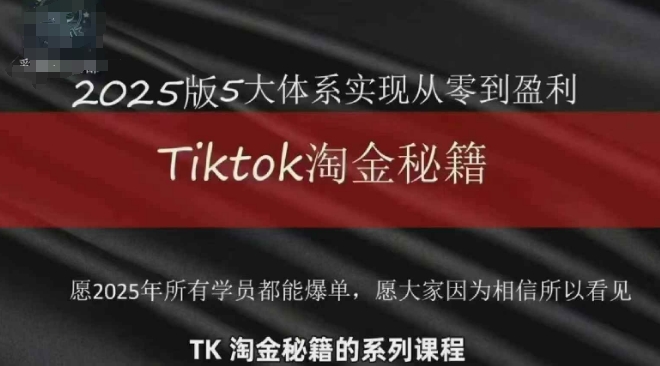 TikTok跨境2025淘金秘籍，2025TikTok从0到盈利变现-鑫梵淘