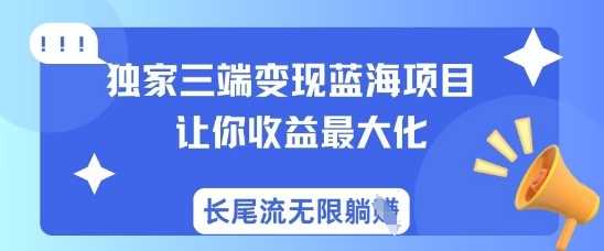 独家三端变现蓝海项目，让你收益最大化，长尾流无限躺挣-鑫梵淘
