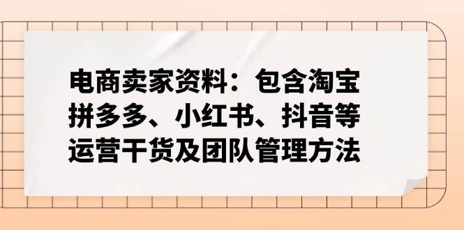 （14354期）电商卖家资料：包含淘宝、拼多多、小红书、抖音等运营干货及团队管理方法-鑫梵淘