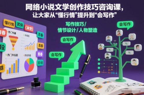 网络小说文学创作技巧咨询课，让大家从“懂行情”提升到”会写作”的高度-鑫梵淘