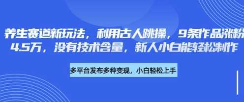 养生赛道新玩法，利用古人跳操，9条作品涨粉4.5W，没有技术含量，新人小白能轻松制作-鑫梵淘