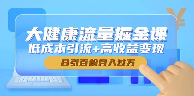 大健康流量掘金课，低成本引流+高收益变现，日引百粉月入过万-鑫梵淘