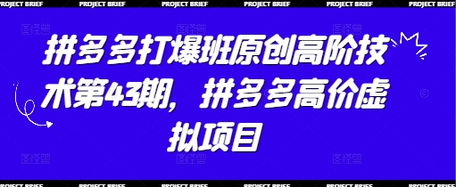 拼多多打爆班原创高阶技术第43期，拼多多高价虚拟项目-鑫梵淘