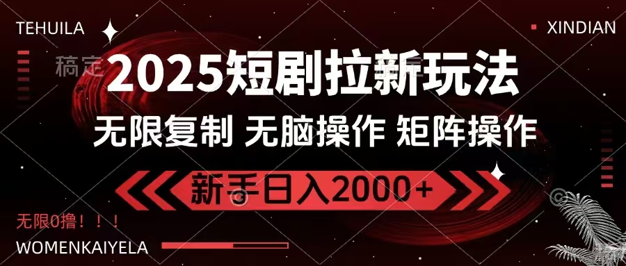 （14429期）2025短剧拉新玩法，无需注册登录，无限0撸，无脑批量操作日入2000+-鑫梵淘