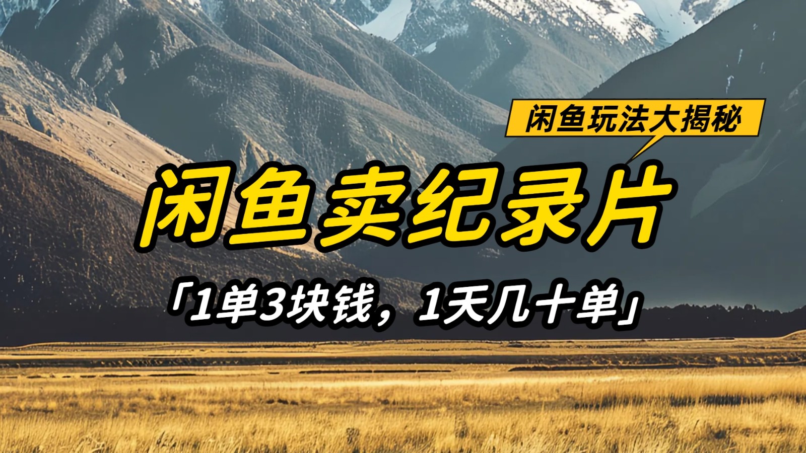 闲鱼卖纪录片，简单又赚钱的小项目，1单3块钱 1天几十单-鑫梵淘