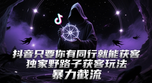 抖音只要你有同行就能获客，独家野路子获客玩法，暴力截流【揭秘】-鑫梵淘
