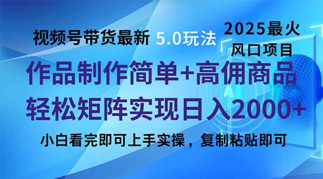 （14191期）视频号带货最新5.0玩法，作品制作简单，当天起号，复制粘贴，轻松矩阵…-鑫梵淘