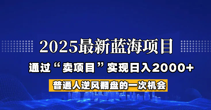 2025年蓝海项目，如何通过“网创项目”日入2000+-鑫梵淘
