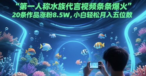 第一人称水族代言视频条条爆火，20条作品涨粉8.5W，小白轻松月入五位数-鑫梵淘