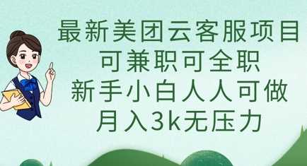 最新美团云客服项目，可兼职可全职，新手小白人人可做，月入3k无压力-鑫梵淘