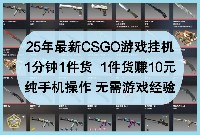 25年最新CSGO游戏挂机，1分钟1件货，1件货赚10元，纯手机操作，无需游戏经验-鑫梵淘
