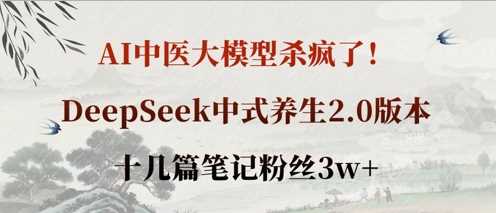 AI中医大模型杀疯了！DeepSeek中式养生2.0版本，十几篇笔记粉丝3w+-鑫梵淘