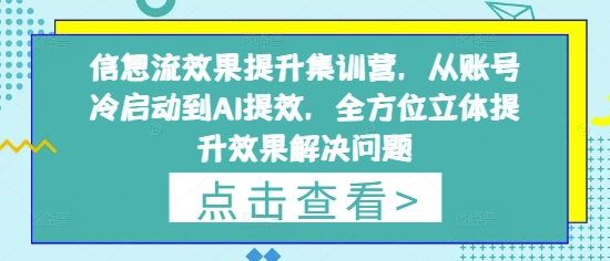 信息流效果提升集训营，从账号冷启动到AI提效，全方位立体提升效果解决问题-鑫梵淘