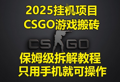2025挂G项目，CSGO游戏搬砖，保姆级拆解教程，只用手机就可操作【揭秘】-鑫梵淘