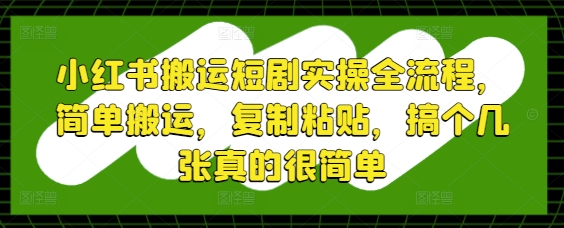 小红书搬运短剧实操全流程，简单搬运，复制粘贴，搞个几张真的很简单-鑫梵淘