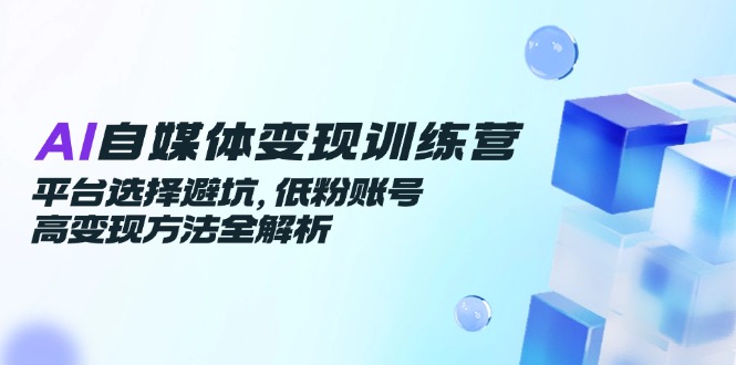 AI自媒体变现训练营，平台选择避坑，低粉账号高变现方法全解析-鑫梵淘