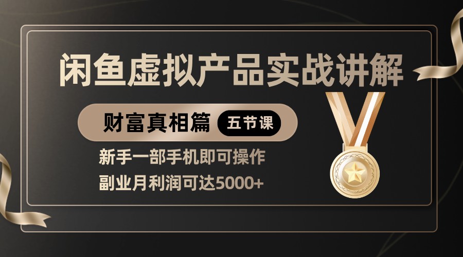 精品闲鱼虚拟产品实战讲解，新手一部手机即可操作，副业月利润可达5000+-鑫梵淘