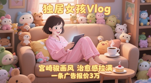 单个账号涨粉71W！用AI制作独居女孩Vlog，宫崎骏画风，治愈感拉满，一条广告报价3W-鑫梵淘