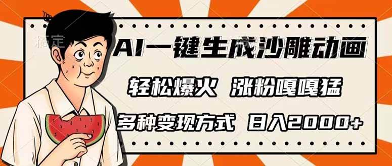 （14161期）AI一键生成沙雕动画，单视频破千万播放，多种变现方式，日入2000+-鑫梵淘