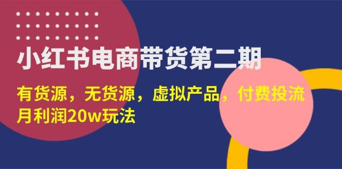 （14186期）小红书电商带货第二期，有货源，无货源，虚拟产品，付费投流，月利润20w-鑫梵淘