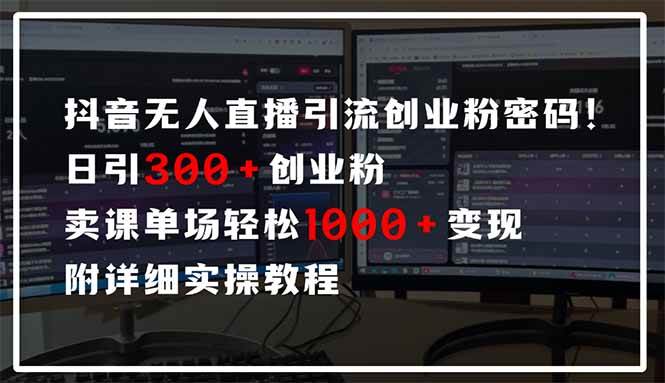 （14564期）抖音无人直播引流密码！日引300+创业粉 单场轻松1000+变现 附详细实操教程-鑫梵淘