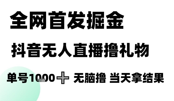 全网首发掘金抖音无人直播撸礼物，单号1k +无脑撸，当天拿结果【揭秘】-鑫梵淘