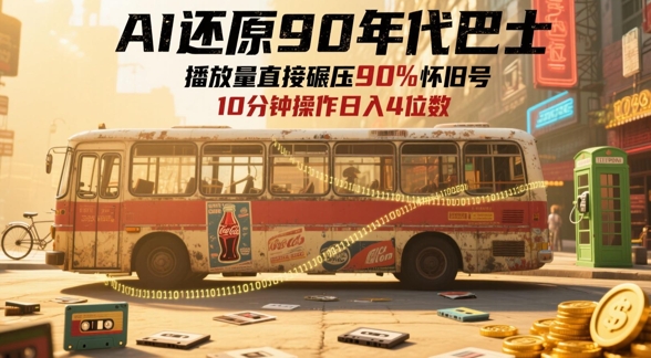 AI还原90年代巴士，一帧就让70后泪崩，播放量直接碾压90%怀旧号，每天操作十分钟，日入四位数-鑫梵淘