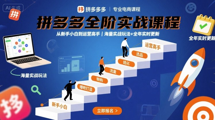 拼多多全阶实战课程，从新手小白到运营高手，海量实战玩法+全年实时更新【2025年9月更新】-鑫梵淘