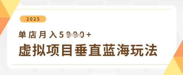 虚拟项目垂直玩法，实现单店月入5k+-鑫梵淘