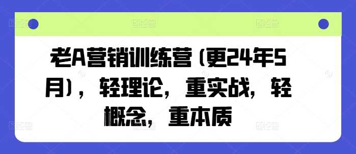 老A营销训练营(更25年1月)，轻理论，重实战，轻概念，重本质-鑫梵淘
