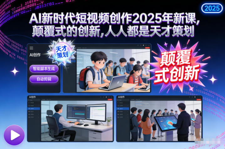 AI新时代短视频创作2025年新课，颠覆式的创新，人人都是天才策划-鑫梵淘